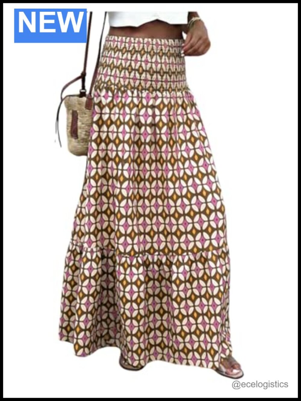 Boho Maxi Skirt A-Line Ruffle Tiered Flowy Casual